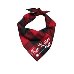 Valentine Bandana Buffalo Plaid | Red Flannel Dog Bandana - Valentines Bandana| Free Kisses
