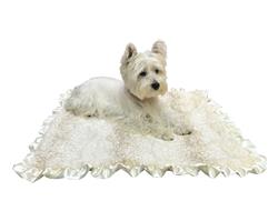 Blanket, Furbaby Ruffled 29"x29" Beige Cheetah