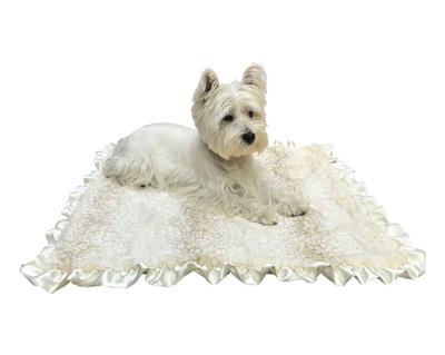 Blanket, Furbaby Ruffled 29"x29" Beige Cheetah