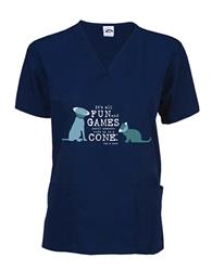 Scrub Top: Fun and Games (cat and dog - navy)