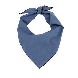 Blue Denim Dog Bandana with Black Rolled Hem
