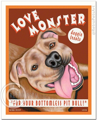 Love Monster Doggie Treats (Pit Bull Terrier) For Your Bottomless Pit Bull - Brown