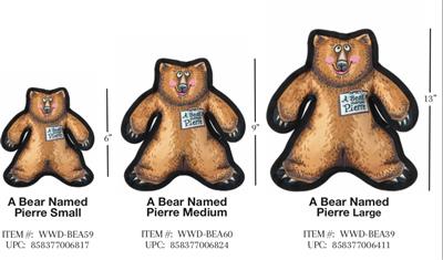 A Bear Named Pierre Medium Dog Toy -  Wild Woodies - 3 Toys