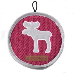 Eddie Bauer PET Moose Squeaker Disc Toy in Raspberry