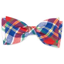 RED/HUNTER/ BLUE PLAID BOW TIE