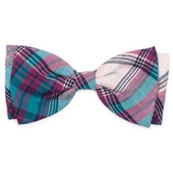 TEAL/PURPLE PLAID BOW TIE