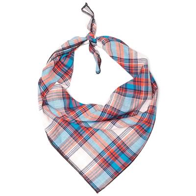 CORNFLOWER BLUE/RED PLAID FLOWER