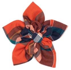 ORANGE/NAVY PLAID FLOWER