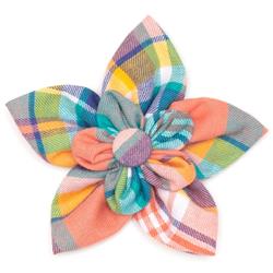 PEACH MULTI PLAID FLOWER