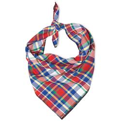 RED/HUNTER/ BLUE PLAID BANDANA