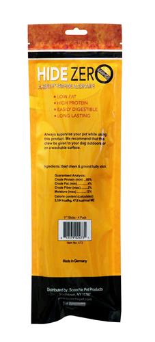 Hide Zero 10" 4 Pack Bully Flavored Rawhide Alternative Zip Lock Bag