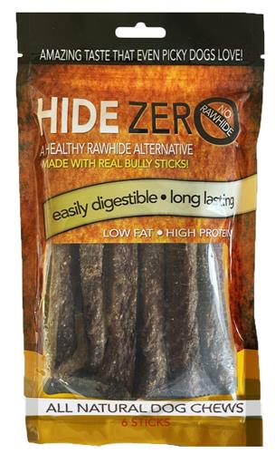 Hide Zero 5-6" 6 Pack Bully Flavored Rawhide Alternative Zip Lock Bag