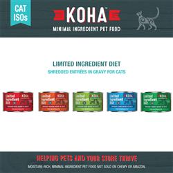 KOHA Shredded Entrées in Gravy Cat Food - 5.5 oz Cans - Limited Ingredient Diet ISO - COPY