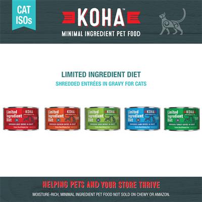 KOHA Shredded Entrées in Gravy Cat Food - 5.5 oz Cans - Limited Ingredient Diet ISO - COPY