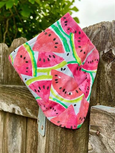 Melon Drop – Watermelon Slice Dog Bandana | Snap-On, Organic Cotton, Handmade in LA