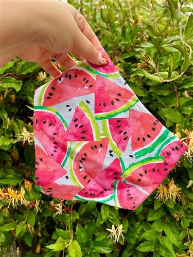 Melon Drop – Watermelon Slice Dog Bandana | Snap-On, Organic Cotton, Handmade in LA