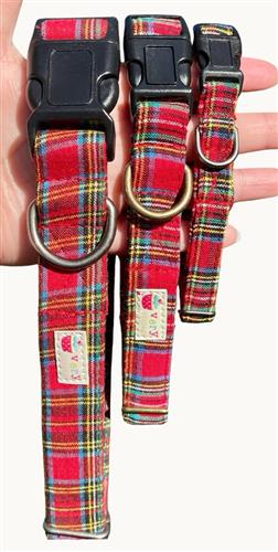 Scotsman – Red Tartan Plaid Dog Collar | Handmade Organic Cotton Collar | Adjustable Dog Collar | Handmade Organic Cotton Collars & Leashes