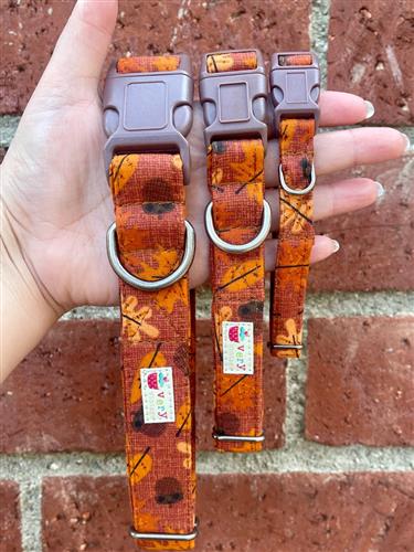 Fall Forward – Acorn Dog Collar | Brown Leaves | Thanksgiving Cat Collars | Organic Cotton Pet Collars & Leashes
