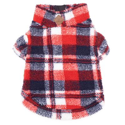 Red/Navy Plaid Sherpa 1/4 Zip Pullover