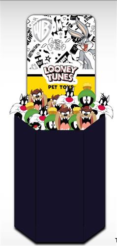 Looney Tunes Pre-Loaded Plush Dog Toy Dump Bin -36 Piece, Marvin Martian, Sylvester, Taz Big Head