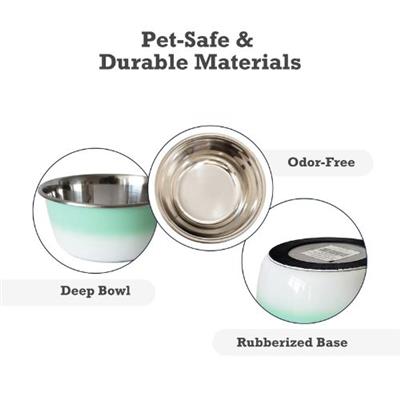 Eco-Friendly Stainless Steel Deep Dog Bowl - Mint Green