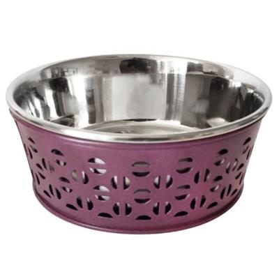 Eco-Friendly Stainless Steel Farmhouse Dog Bowl - Plum Wine
