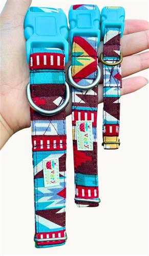 Spirit Trail – Geometric Adventure Dog Collar | Handmade Organic Cotton Collar | Adjustable Dog Collar | Boho Outdoors Dog Collars & Leashes