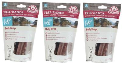 Wild Eats® Water Buffalo Bully Wrap Dog Chew Gullet filled with Pizzle 3 Piece Hang Bag