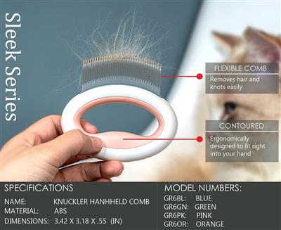 Pet Life�� 'Knuckler' Handheld Travel Flexible Grooming Pet Rake Comb