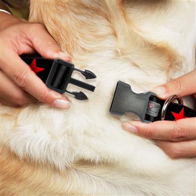 Plastic Clip Collar - Star Black/Red