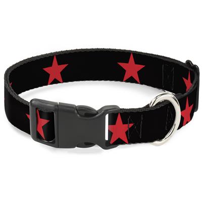 Plastic Clip Collar - Star Black/Red