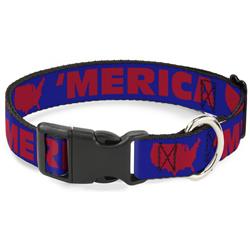 Plastic Clip Collar - 'MERICA/USA Silhouette Blue/Red