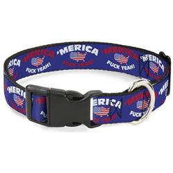 Plastic Clip Collar - 'MERICA FUCK YEAH!/USA Silhouette Blue/White/Red/US Flag