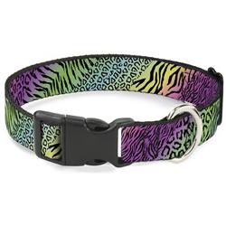 Plastic Clip Collar - Animal Skins Rainbow/Black