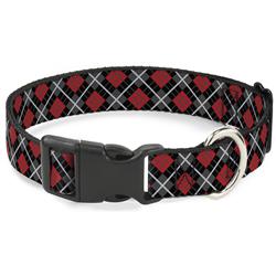 Plastic Clip Collar - Argyle Black/Gray/Red