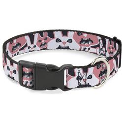 Plastic Clip Collar - Angry Bunnies Gray/Pinks