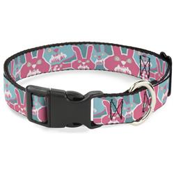 Plastic Clip Collar - Angry Bunnies Turquoise/Pinks