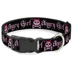 Plastic Clip Collar - Angry Girl Black/Pink