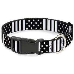 Plastic Clip Collar - American Flag CLOSE-UP Black/White
