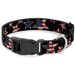 Plastic Clip Collar - Americana Stars & Flags Black/Red/White/Blue