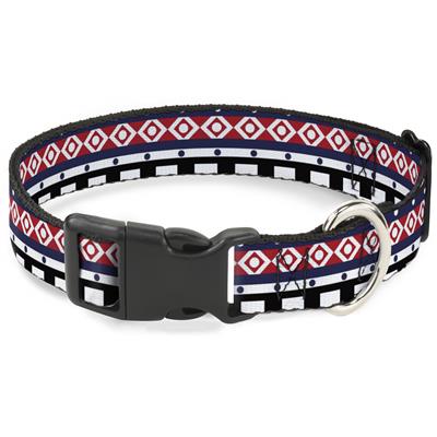 Plastic Clip Collar - Aztec13 White/Navy/Red/Black