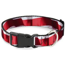 Plastic Clip Collar - American Flag Vivid Stripes CLOSE-UP Red/White