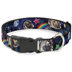 Plastic Clip Collar - Astronaut Cats in Space/Rainbows/Stars