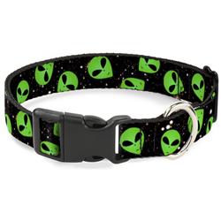 Plastic Clip Collar - Aliens Head Scattered Galaxy2/Green/Black