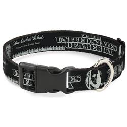 Plastic Clip Collar - Americana One Hundred Dollar Bill Elements Black/Gray