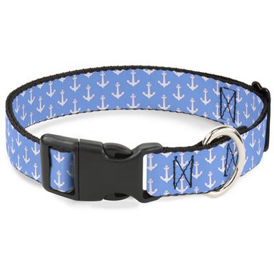 Plastic Clip Collar - Anchor2 Monogram Baby Blue/Baby Pink/White