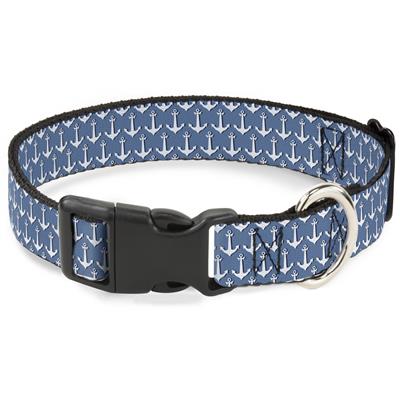 Plastic Clip Collar - Anchor2 Monogram Baby Blue/Navy/White