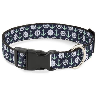 Plastic Clip Collar - Anchor2/Helm Monogram Navy/Turquoise/White