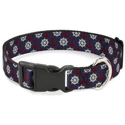 Plastic Clip Collar - Anchor3/Helm Monogram Navy/Red/Cream