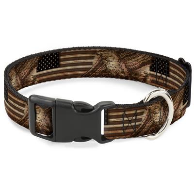 Plastic Clip Collar - Americana Eagle & Flag Rustic Wood Grain